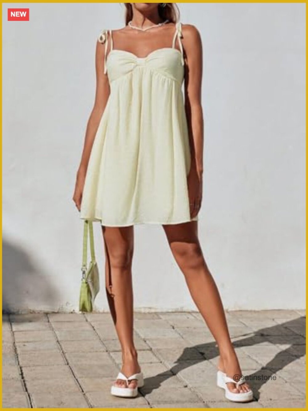 Flowy Mini Slip Dress Spaghetti Strap Adjustable Tie Backless A-Line Summer - Picture 5 of 6